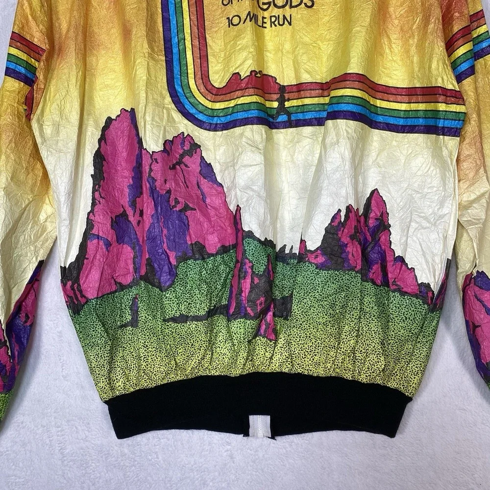 Vtg‎ 1989 Garden of the Gods 10 Mile Run Tyvek Jacket M 80s Neon Retro Running M